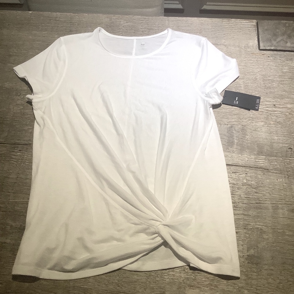 IDEOLOGY Women's Twist Front Short Sleeve Crew Neck T-Shirt, Size L